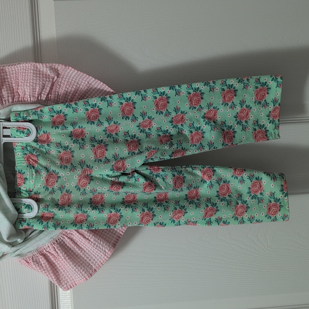 Rare Editions Pink and Green Striped/Floral Bunny Outfit - Picture 4 of 6